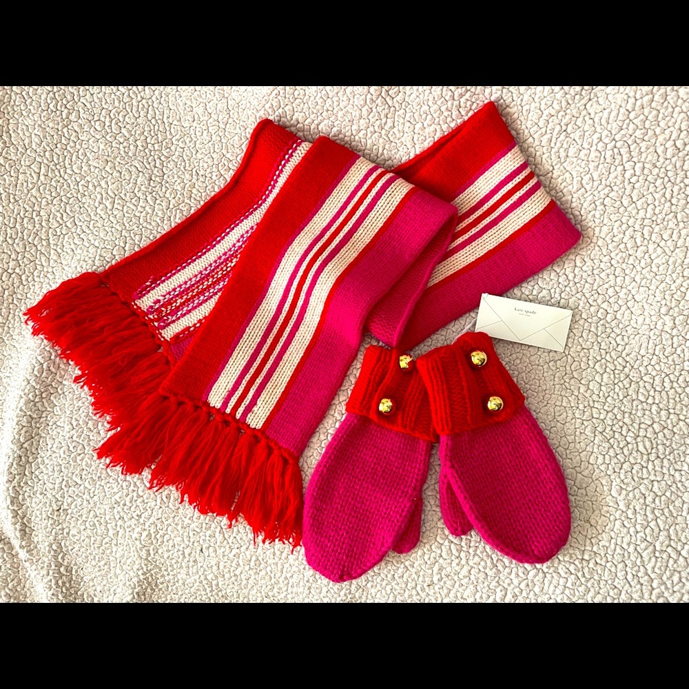 Kate Spade Knit Mitten & Scarf set